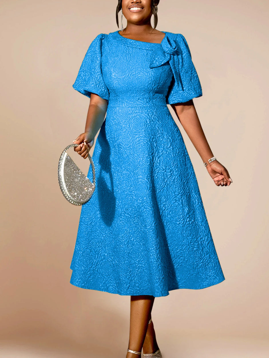 Jacquard A Line 3D Flower Dress