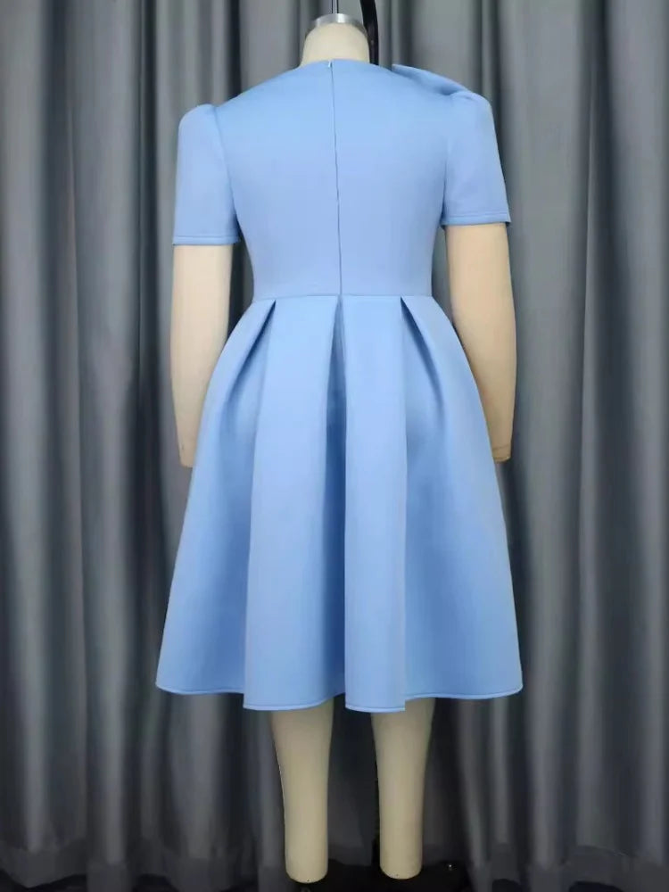 Elegant Slanted Collar Bow Tie Dress