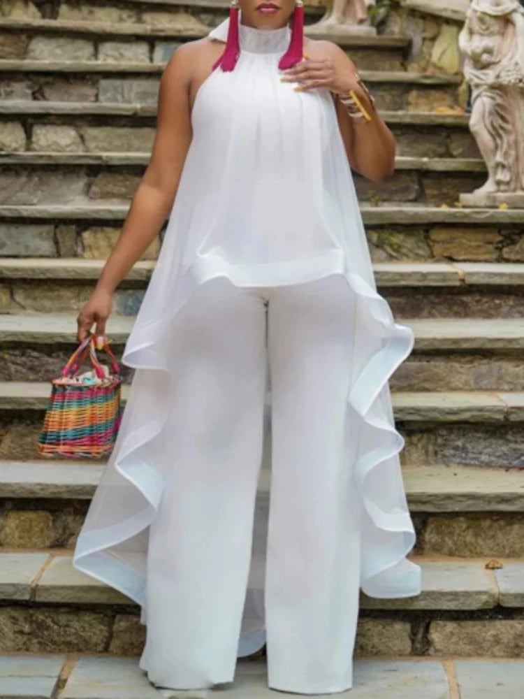White Party Backless Chiffon Set