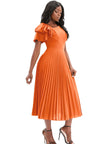 Elegant Summer Church Midi Pleated Dress