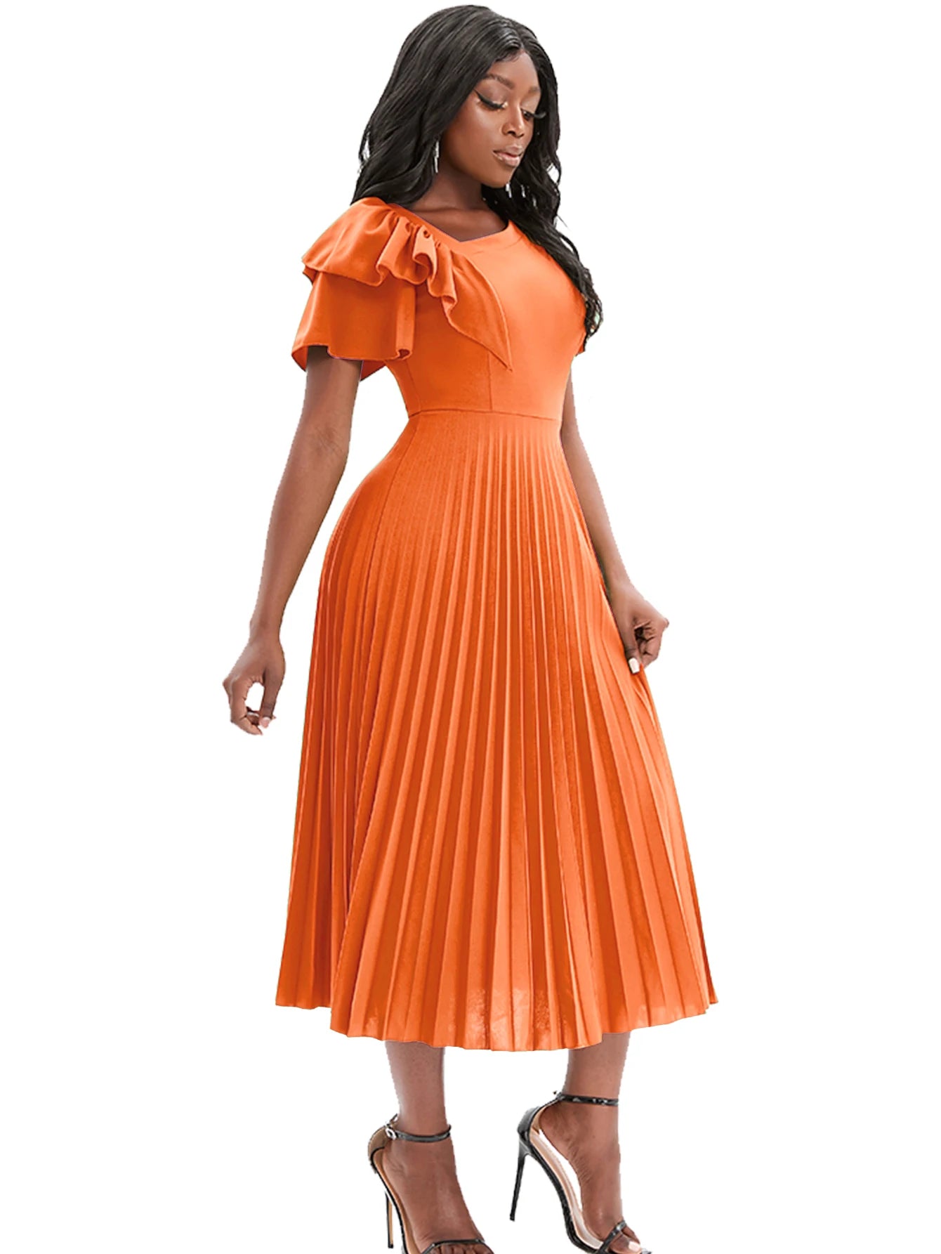 Elegant Summer Church Midi Pleated Dress