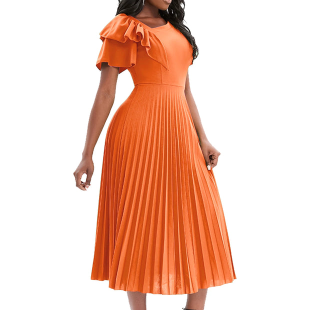 Elegant Summer Church Midi Pleated Dress