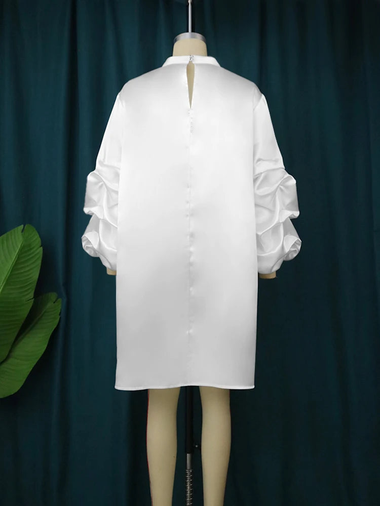White Party Loose Puff Dress