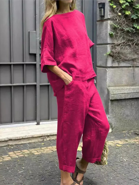Cotton Linen Short-sleeved Spring and Summer Set
