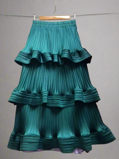 High Waist Pleated A-Line Skirt