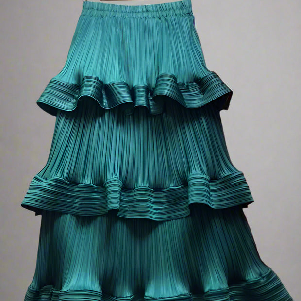 High Waist Pleated A-Line Skirt