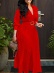 Elegant Lace-up Belted Party Dress