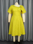 Jacquard A Line 3D Flower Dress