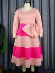 Pink Patchwork A-Line Dress