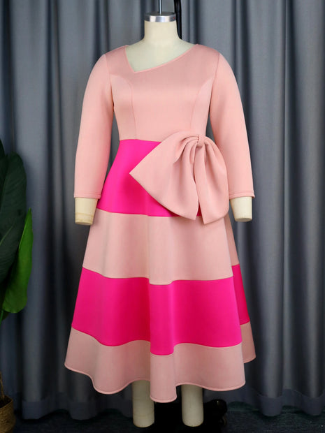 Pink Patchwork A-Line Dress