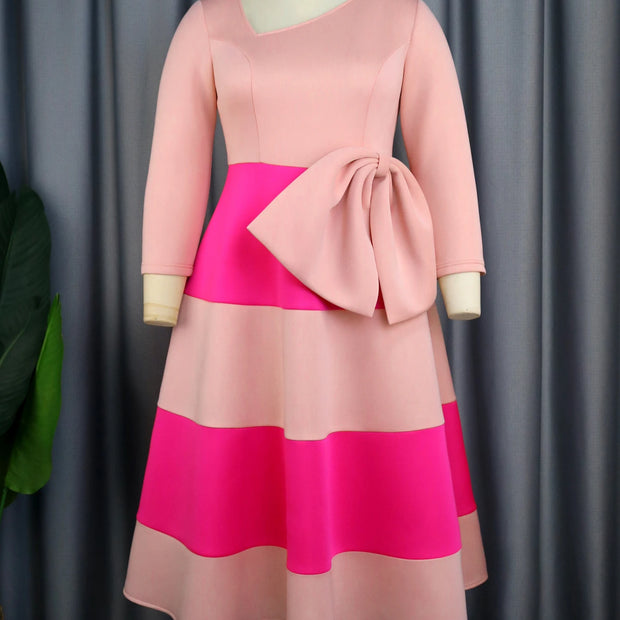 Pink Patchwork A-Line Dress