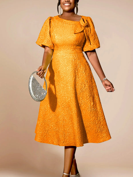 Jacquard A Line 3D Flower Dress