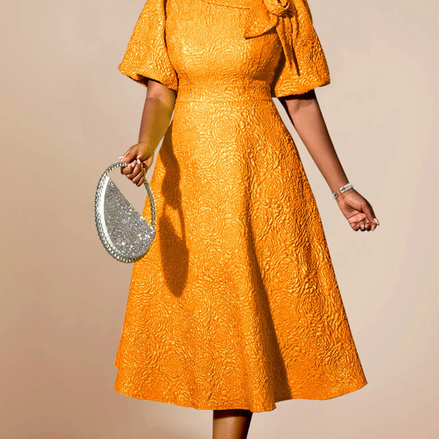 Jacquard A Line 3D Flower Dress