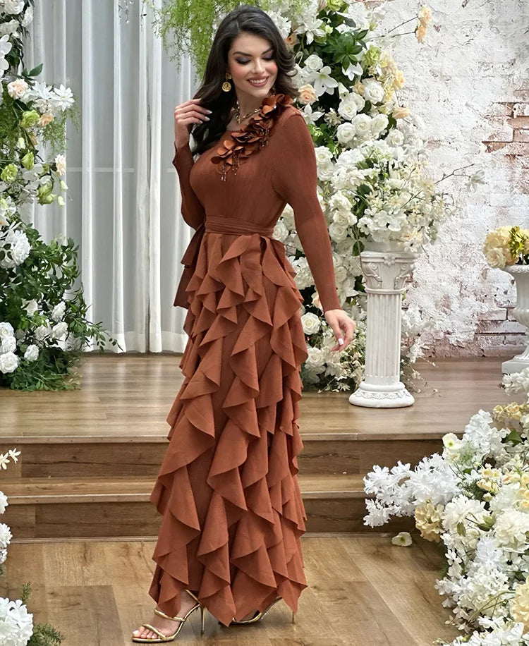 Elegant Flower Miyake Pleated Dress
