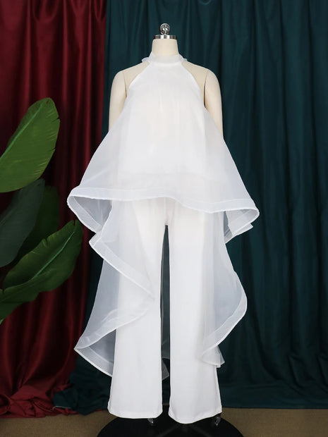 White Party Backless Chiffon Set