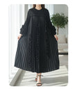 Elegant Selvedge Patchwork Pleated Dress