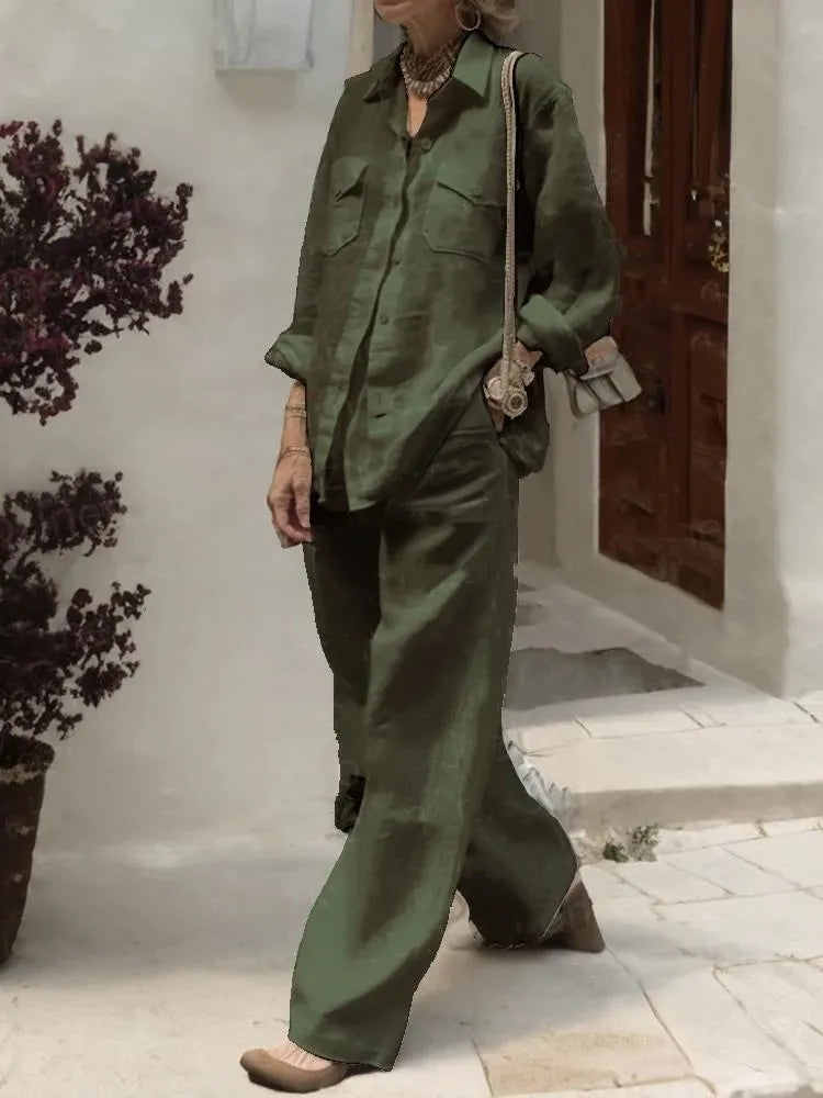 Autumn Solid Cotton Linen Set