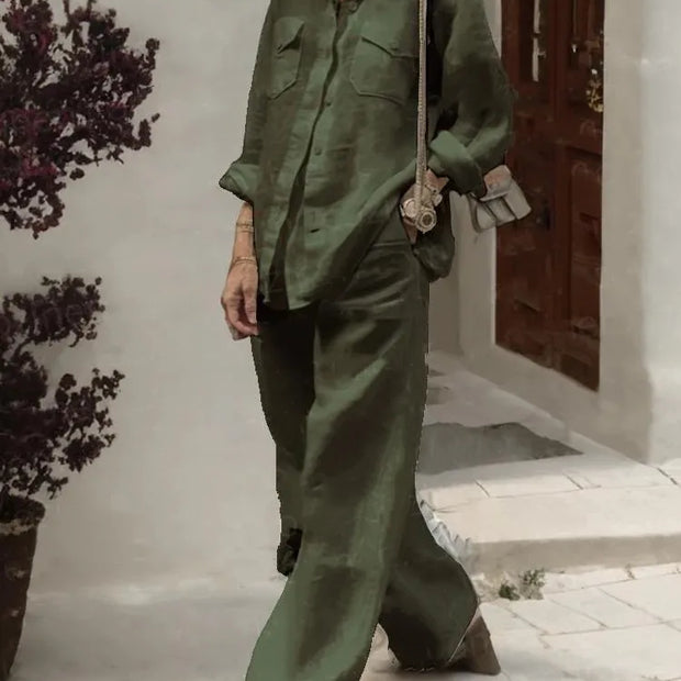 Autumn Solid Cotton Linen Set