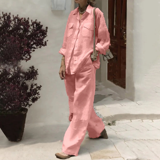 Autumn Solid Cotton Linen Set