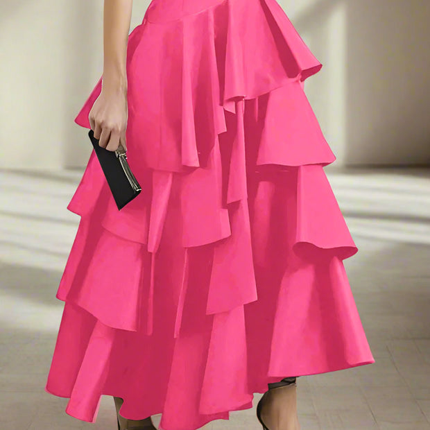 Ruffled Hem Maxi Skirt