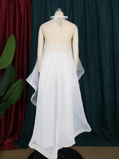 White Party Backless Chiffon Set