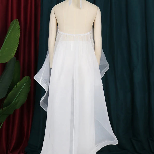 White Party Backless Chiffon Set