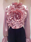 High-Grade 3D Flower Silky Blouse