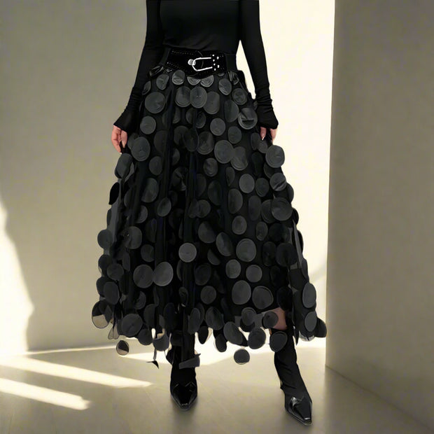 Vintage Polka Dot 3D Tulle Mesh Skirt