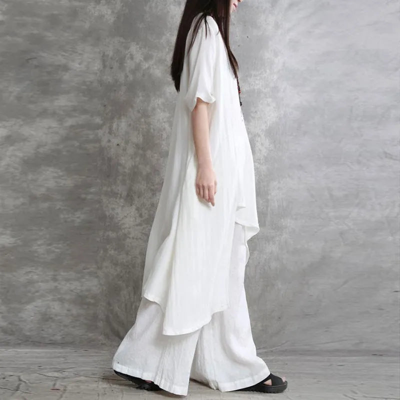 Casual Cotton Linen Pant Set