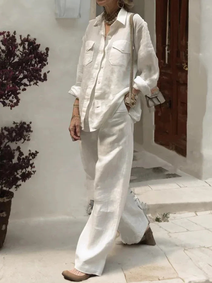 Autumn Solid Cotton Linen Set