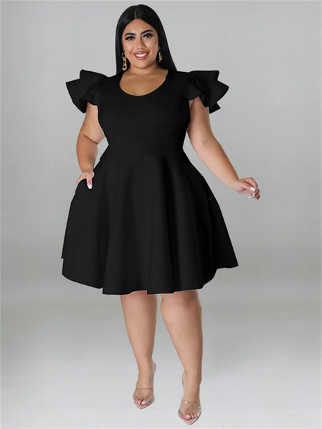 Ruffled Hem Plus Midi Dress