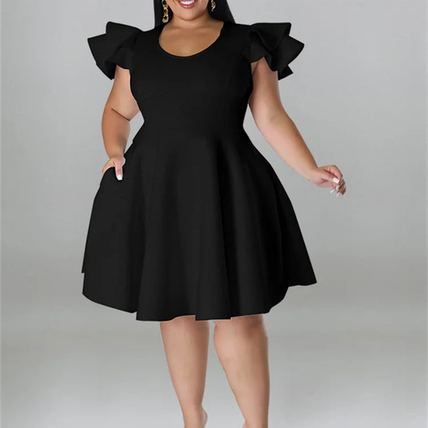 Ruffled Hem Plus Midi Dress