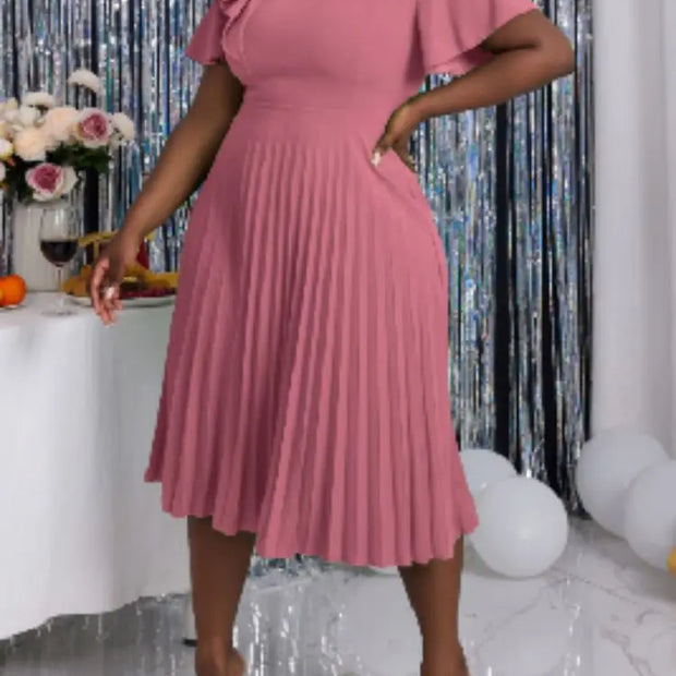 Elegant Summer Church Midi Pleated Dress