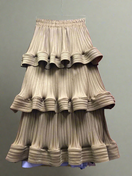High Waist Pleated A-Line Skirt