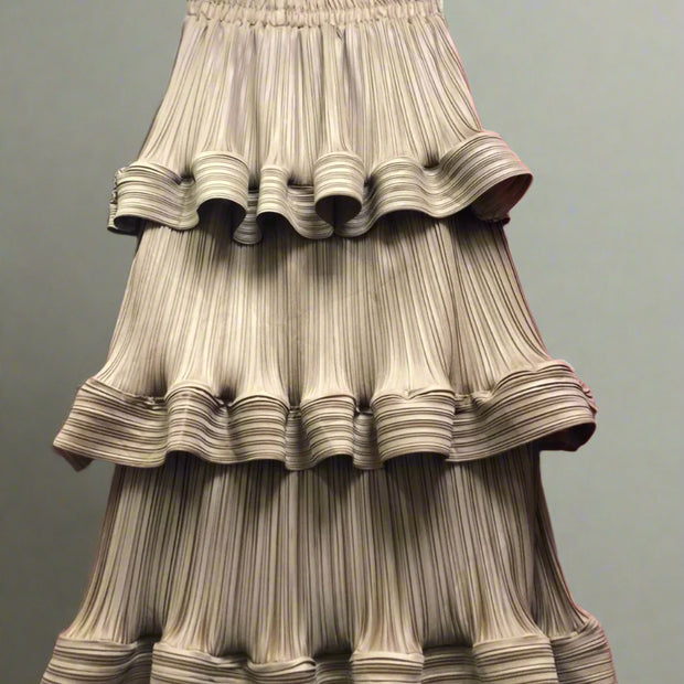 High Waist Pleated A-Line Skirt