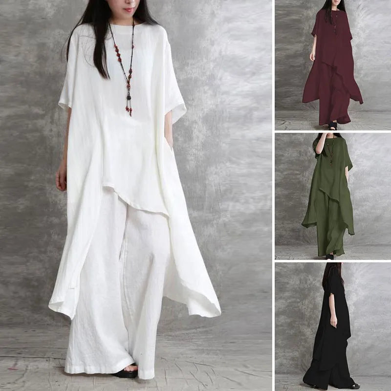 Casual Cotton Linen Pant Set