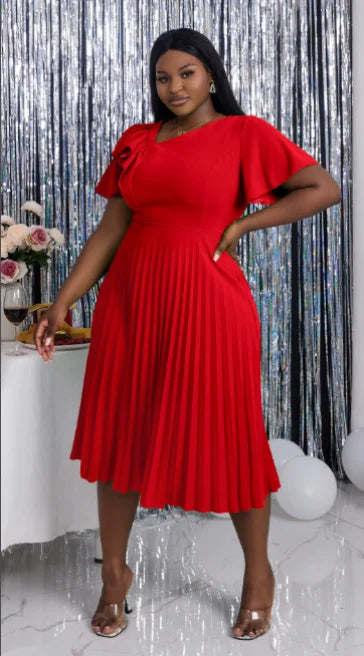 Elegant Summer Church Midi Pleated Dress