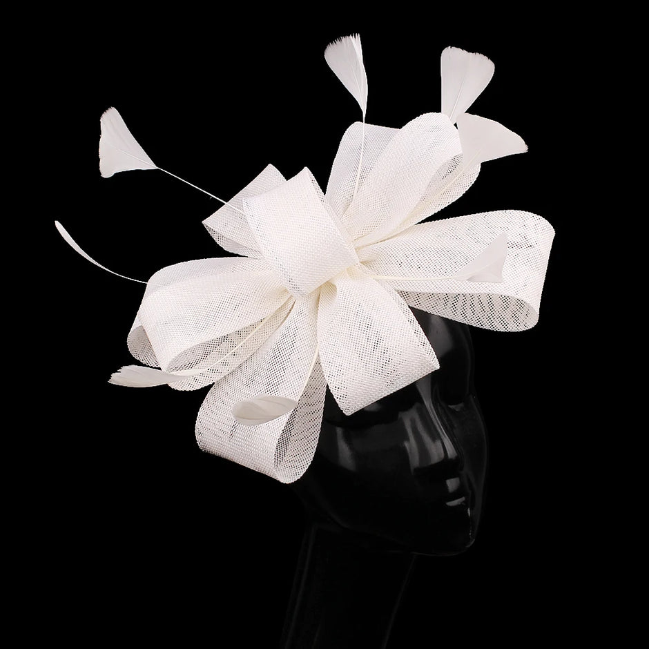 Feathered Mesh Immense Bow Fascinator