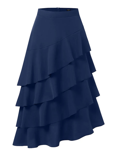 Ruffled Hem Maxi Skirt