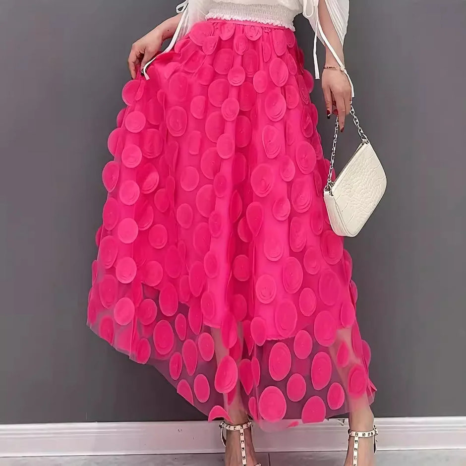 Vintage Polka Dot 3D Tulle Mesh Skirt
