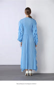 Fashion Ruffle Flare Pleated Maxi Dress