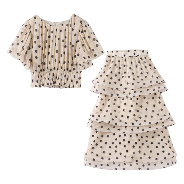 Polka Dot Pleated Ball Gown Set