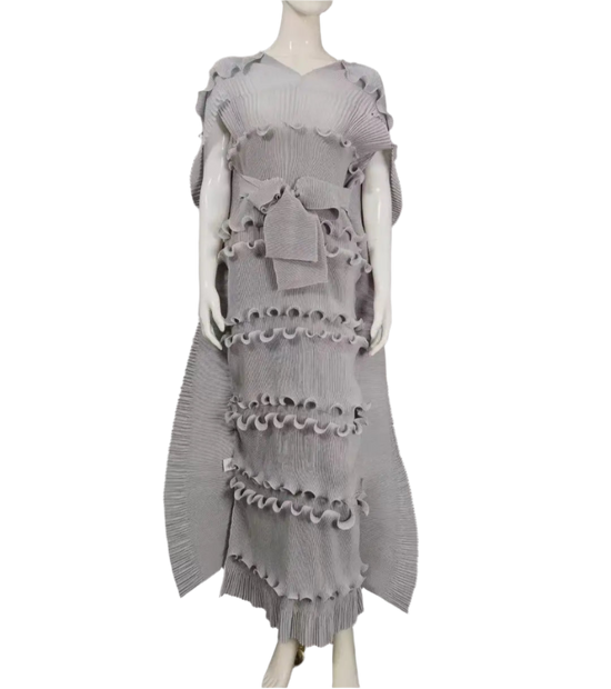 Pleated 3D Shawl Style Dress