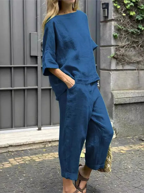 Cotton Linen Short-sleeved Spring and Summer Set