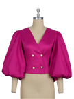 Shiny Glam Lantern Sleeve Blouse