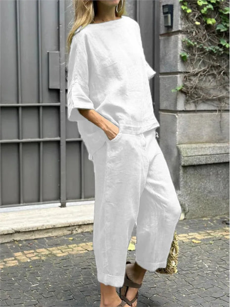 Cotton Linen Short-sleeved Spring and Summer Set