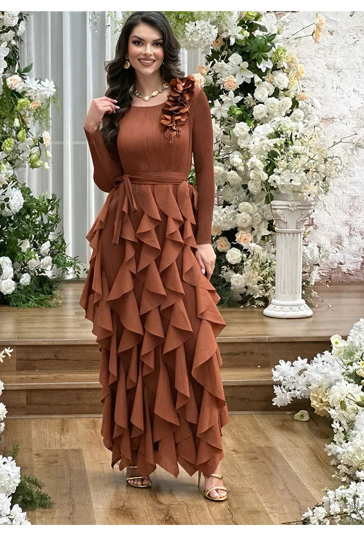 Elegant Flower Miyake Pleated Dress