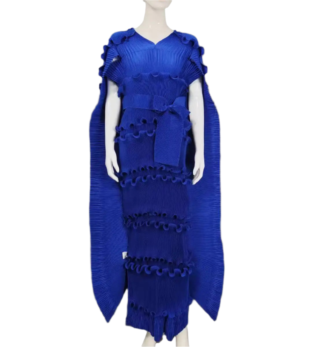 Pleated 3D Shawl Style Dress