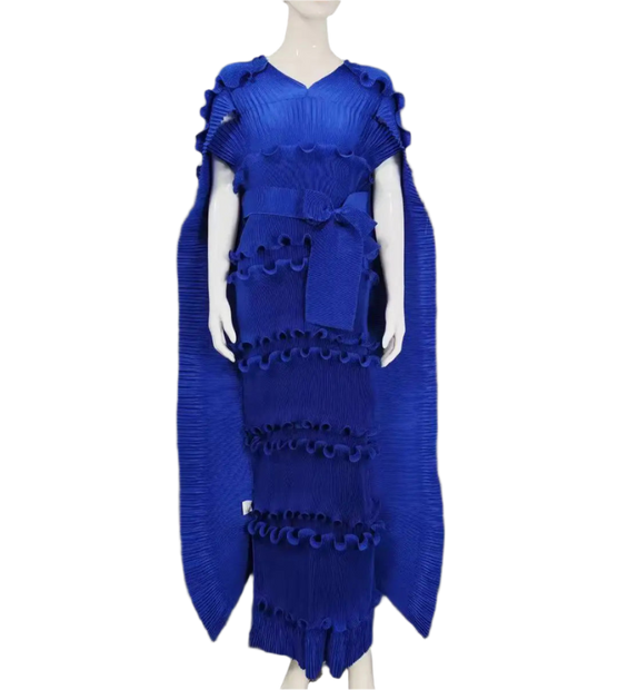 Pleated 3D Shawl Style Dress