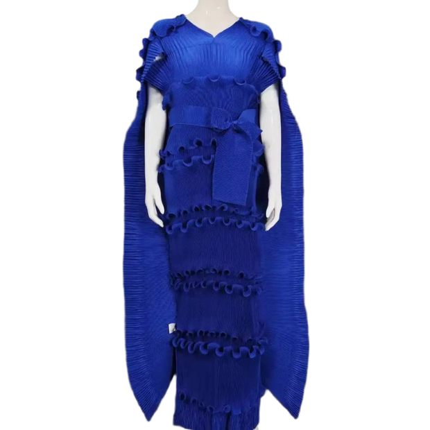 Pleated 3D Shawl Style Dress
